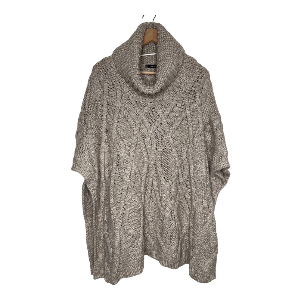 Zara Knit Poncho Cable Knit Sweater